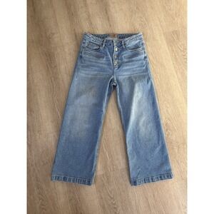 Driftwood Charlee Blue High Rise Button Fly Jean 29 Wide Leg Crop MSRP $126